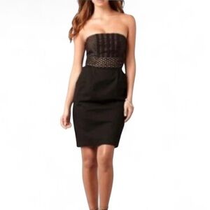 NWT Ann Taylor Loft Dress Sz 12 Tall Black Eyelet Strapless Cocktail Party Dress